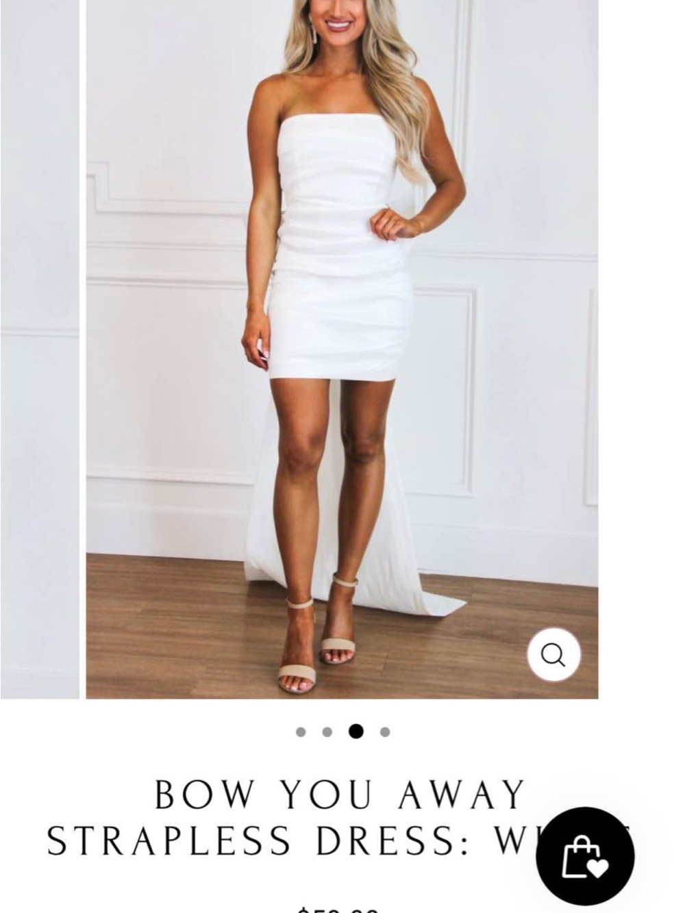 Strapless White Bow-Back Mini Dress - Picture 2 of 2
